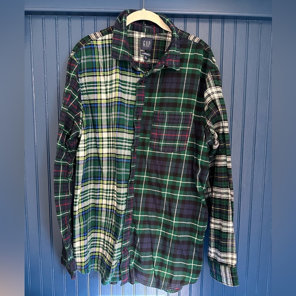 Gap Men's XL Multi Block Mixed Plaid Flannel 100% Organic Cotton